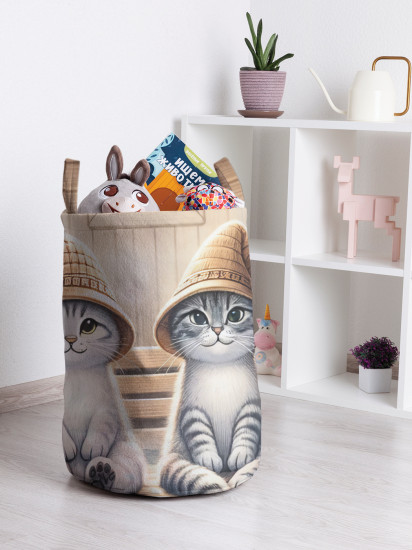 Корзина для хранения игрушек «Коты в бане»