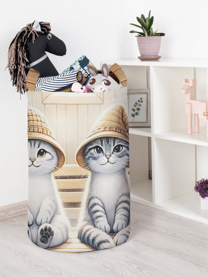 Корзина для хранения игрушек «Коты в бане»