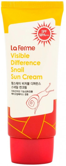 Крем для лица с экстрактом слизи улитки солнцезащитный «La Ferme Visible Difference Snail Sun Cream» SPF50 PA+++