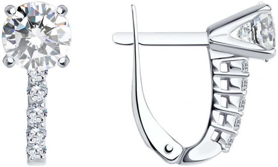 Серьги из серебра с фианитами