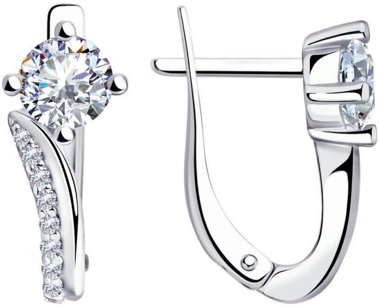 Серьги из серебра с фианитами