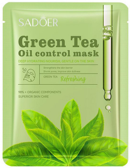 Тканевая маска для лица с зелёным чаем для жирной кожи «Green Tea Oil Control Refreshing facial mask»