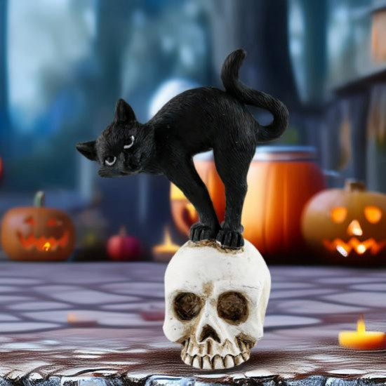 Фигурка декоративная «Кошечка на черепе»