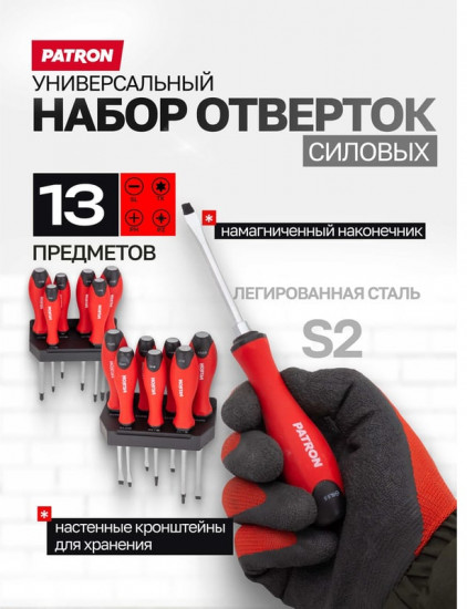 Набор отверток силовых с магнитными наконечниками