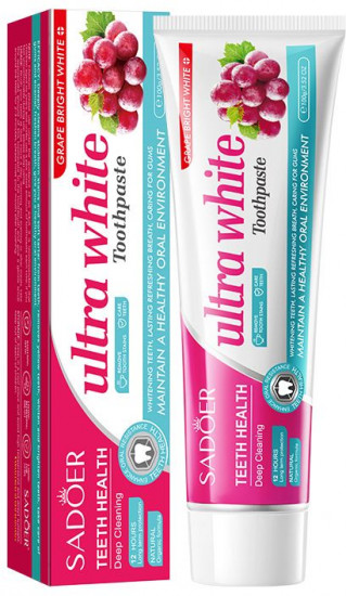 Отбеливающая зубная паста виноградная «Grape Bright White Stain Removing Toothpaste»