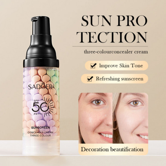 Солнцезащитная трехцветная выравнивающая основа под макияж SPF50+ PA+++