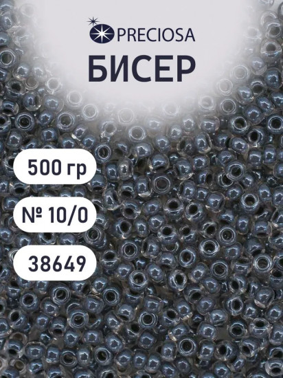 Бисер прозрачный с цветным центром и покрытием, цвет 38649