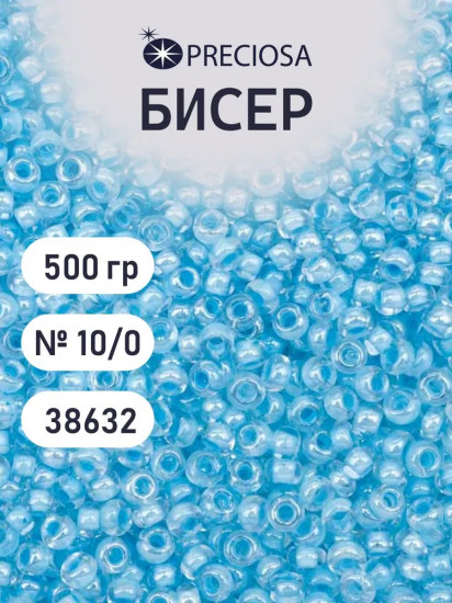 Бисер прозрачный с цветным центром, цвет 38632