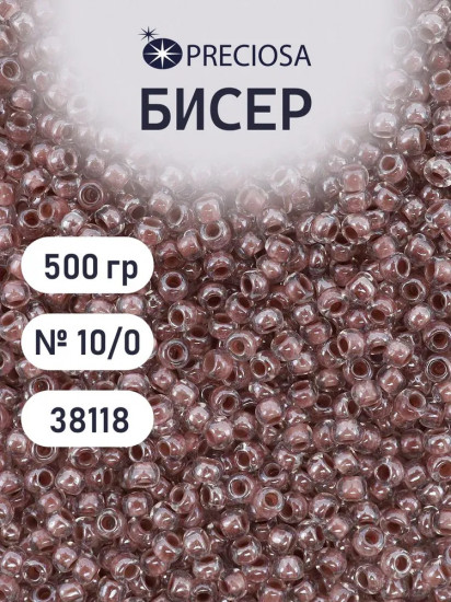 Бисер прозрачный с цветным центром, цвет 38118