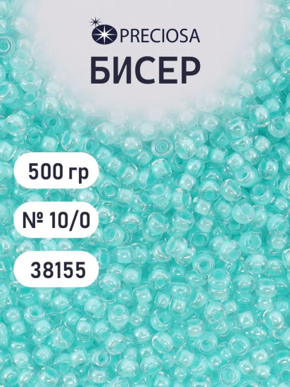 Бисер прозрачный с цветным центром, цвет 38155
