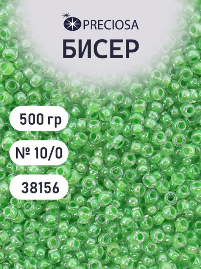 Бисер прозрачный с цветным центром, цвет 38156