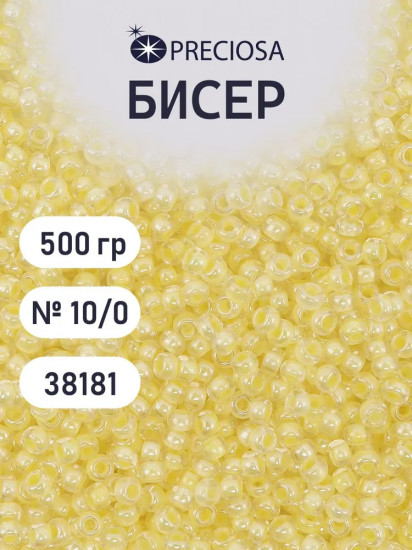Бисер прозрачный с цветным центром, цвет 38181