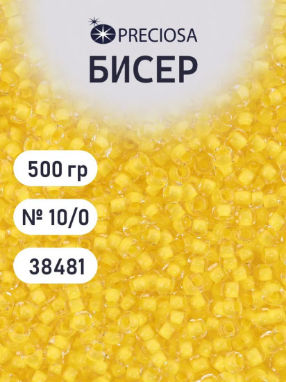 Бисер прозрачный с цветным центром, цвет 38481