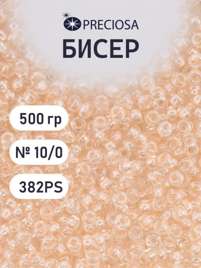 Бисер прозрачный с перламутровым цветным центром, цвет 382PS