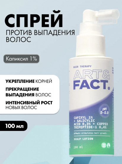Лосьон-спрей для роста волос для всех типов кожи головы с капиксилом 1%, салициловой кислотой 0.3% и пептидом меди 0.4%