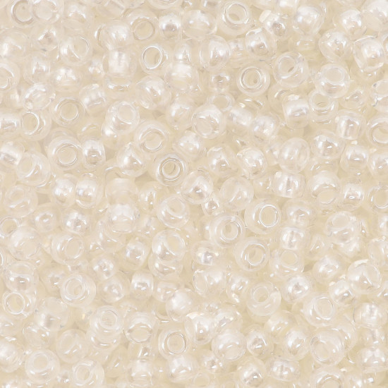 Бисер прозрачный с перламутровым цветным центром, цвет 382PI