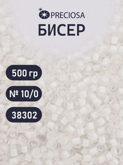 Бисер прозрачный с цветным центром, цвет 38302