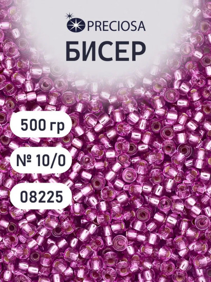 Бисер прозрачный c серебристым центром, цвет 08225