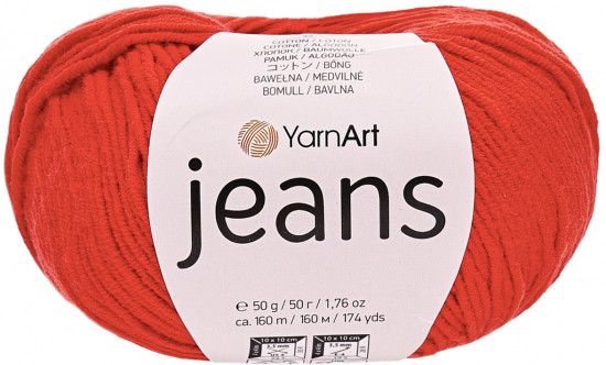 Пряжа для вязания «Jeans», цвет 90 красный