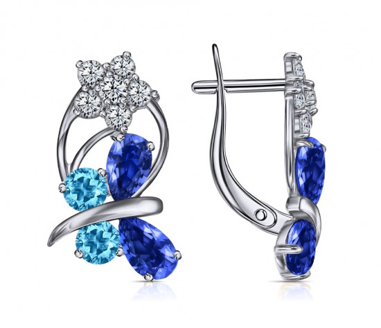 Серьги из серебра с фианитами