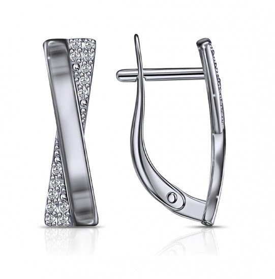 Серьги из серебра с фианитами