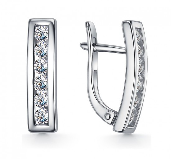 Серьги из серебра с фианитами