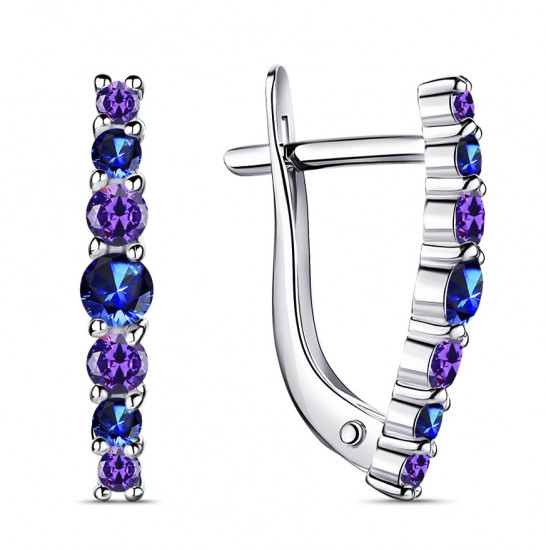 Серьги из серебра с фианитами