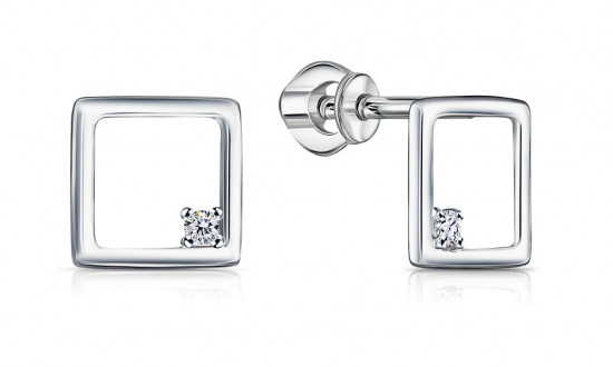Серьги из серебра с фианитами