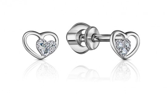 Серьги из серебра с фианитами