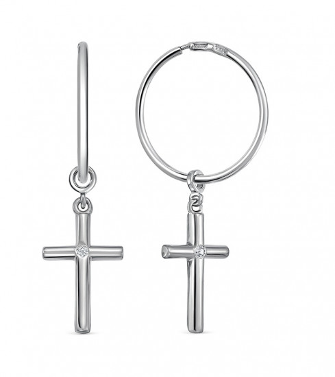 Серьги из серебра с фианитами