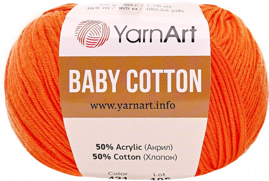 Пряжа для вязания «Baby Cotton», 421 Оранжевый