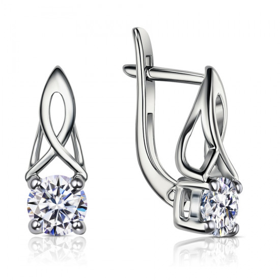 Серьги из серебра с фианитами