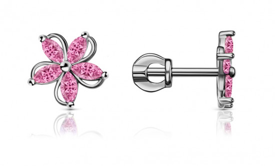 Серьги из серебра с фианитами