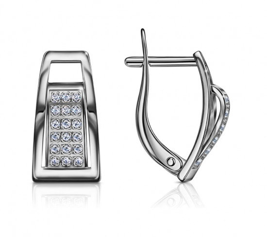 Серьги из серебра с фианитами
