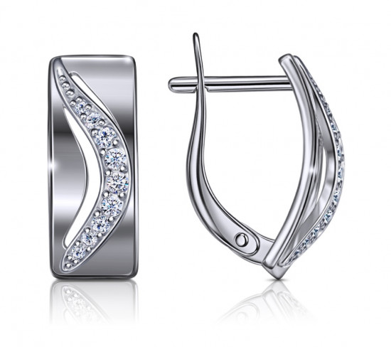 Серьги из серебра с фианитами
