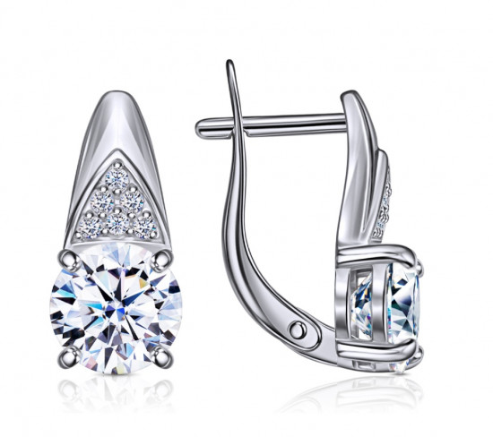 Серьги из серебра с фианитами