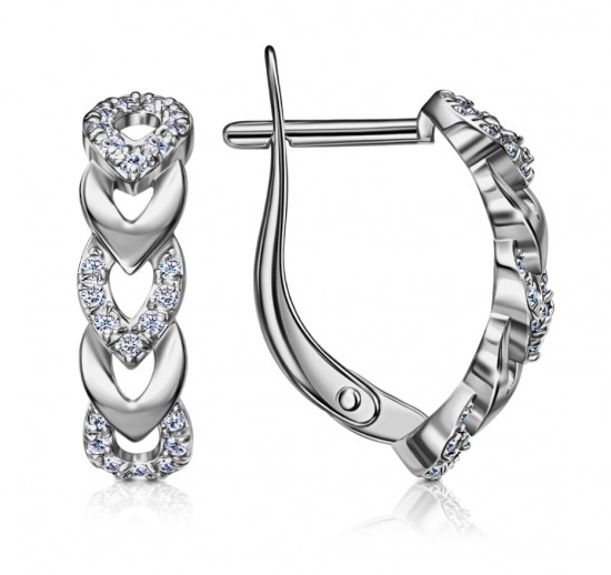 Серьги из серебра с фианитами