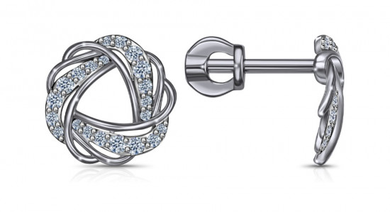 Серьги из серебра с фианитами