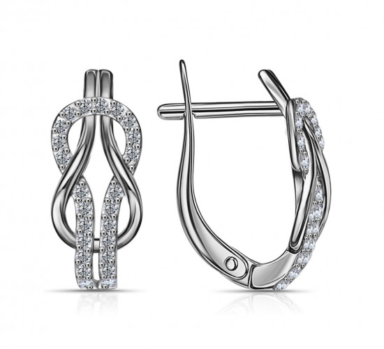Серьги из серебра с фианитами