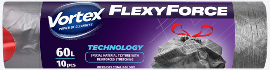 Пакеты для мусора с затяжками «Flexy Steel»