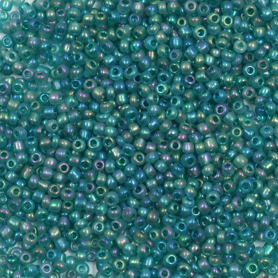 Бисер прозрачный радужный, цвет 181А бирюза