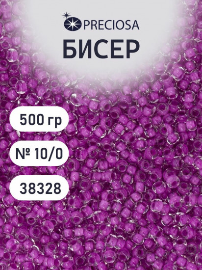 Бисер прозрачный с цветным центром, цвет 38328