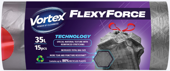 Пакеты для мусора с затяжками «Flexy Steel»