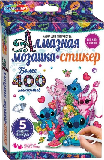 Алмазная мозаика-стикер «Стич»