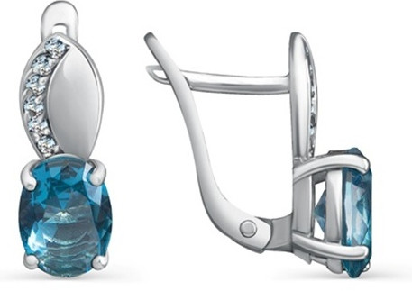 Серьги из серебра с фианитами и алпанитом