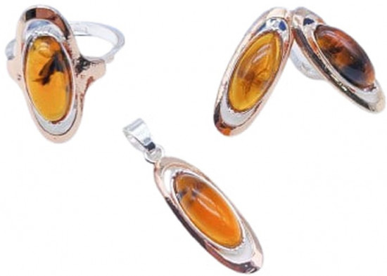 Комплект украшений с янтарем женский