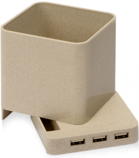 Настольный органайзер с функциями USB-хаба и беспроводной зарядки «Cubic»