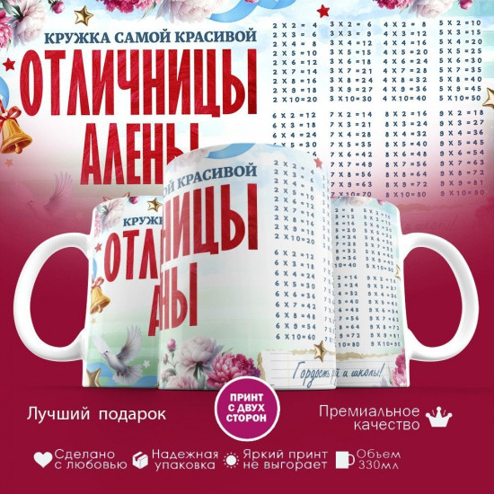 Кружка с принтом «Кружка отличницы Алены»