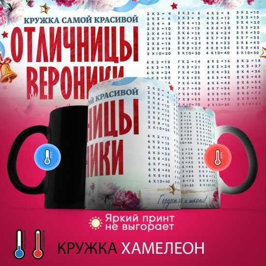 Кружка хамелеон с принтом «Кружка отличницы Вероники»