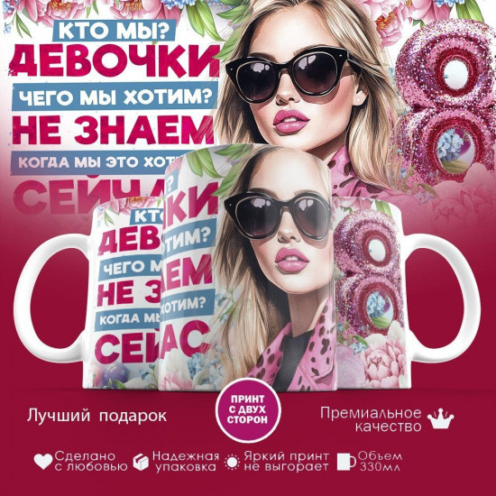 Кружка с принтом «Кто мы, чего мы хотим, когды мы это хотим»